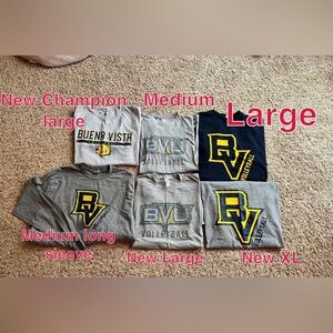 New and used lot of Buena Vista University Volleyball t-shirts and 1 long sleeve